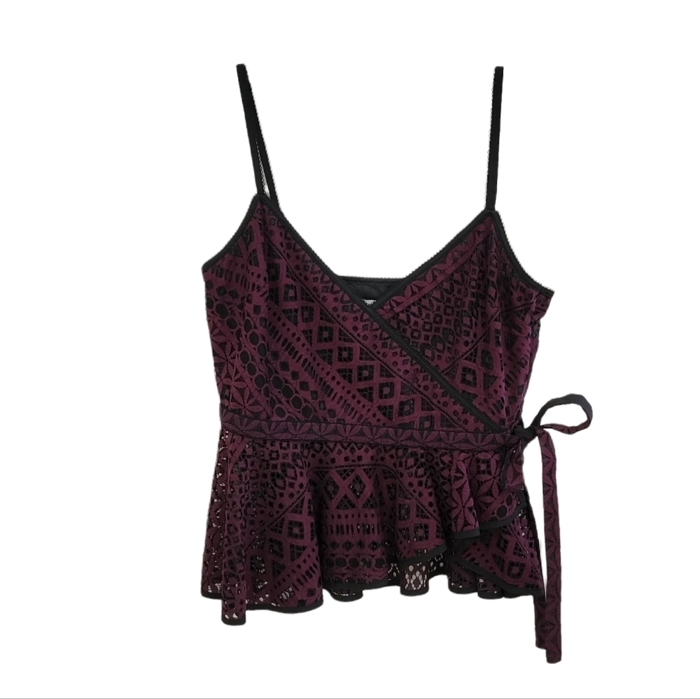 Likely Larson Maroon Lace Cropped Tank Top